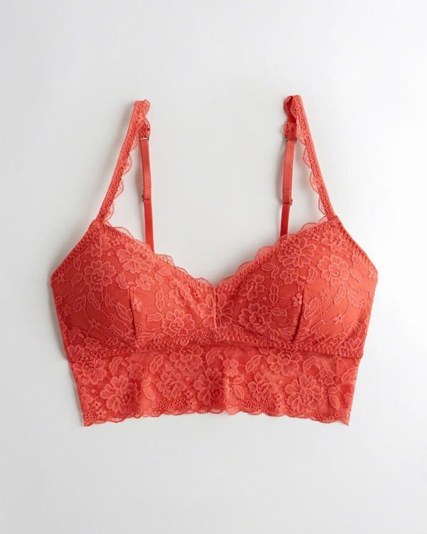 Bralette Hollister Donna Lace Longlinelette With Removable Pads Corallo Italia (228FITWX)